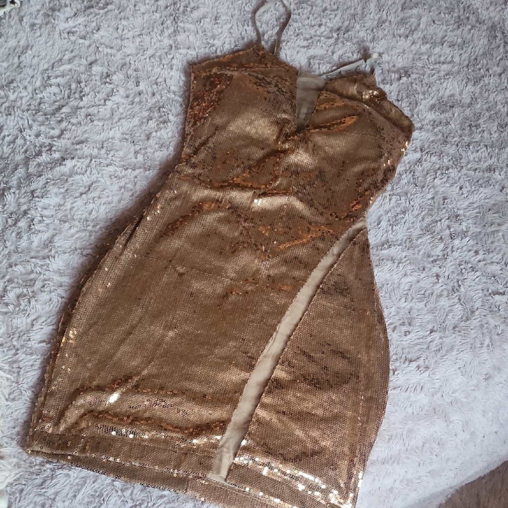 Sparkling Gold Sequin Mini Dress
